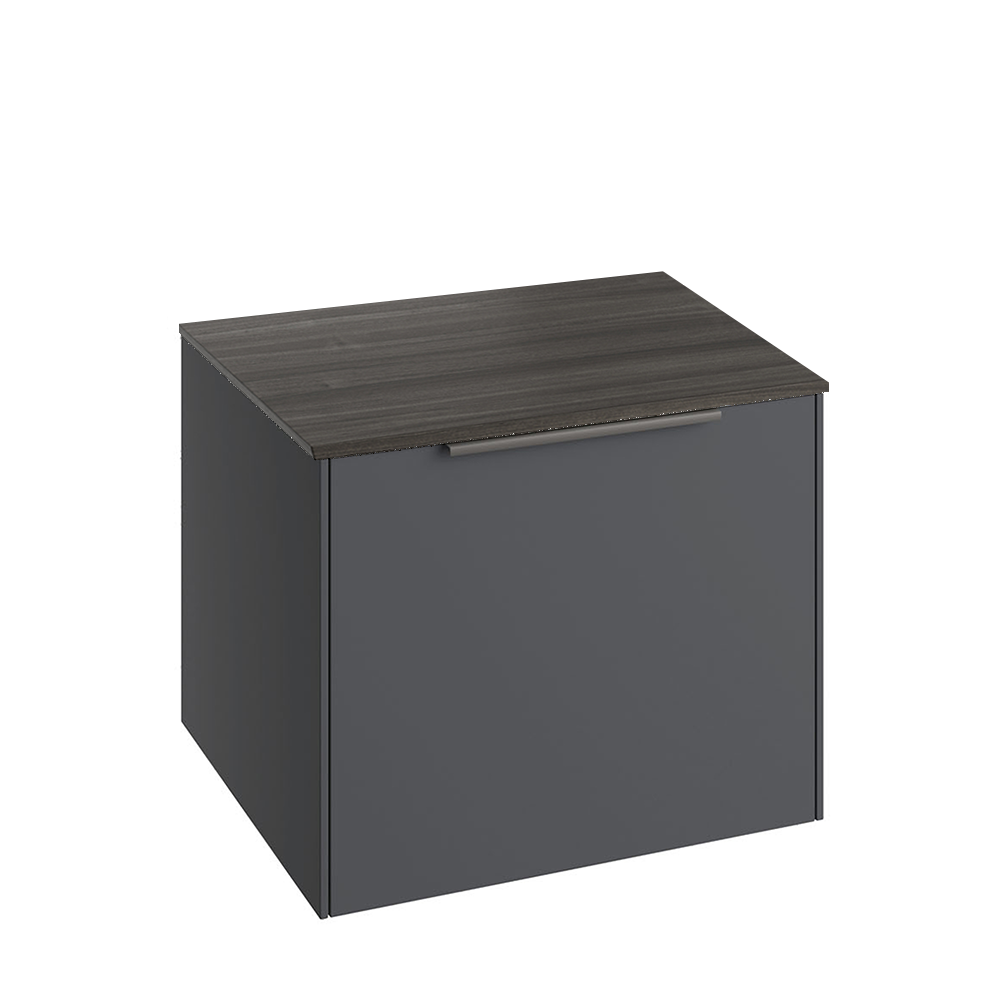 Abacus Concept Sit On Anthracite 550mm Vanity Unit - Dark Wood